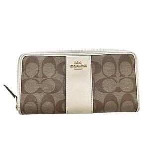 Coach Canvas Long Slim Zip Wallet F54630 Monogram Light Khaki/Chalk